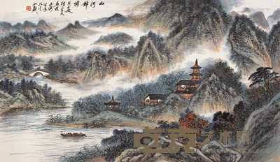 张炎夫 1978年作 山河锦绣 镜心 50×88cm
